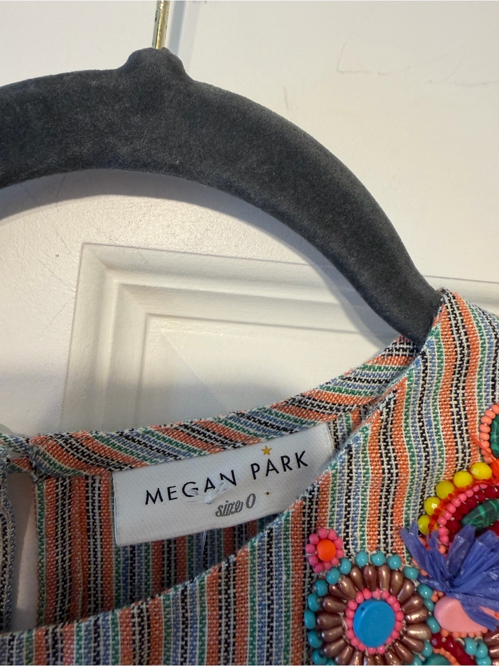 Megan Park Linen striped embroidered dress - Picture 8 of 10